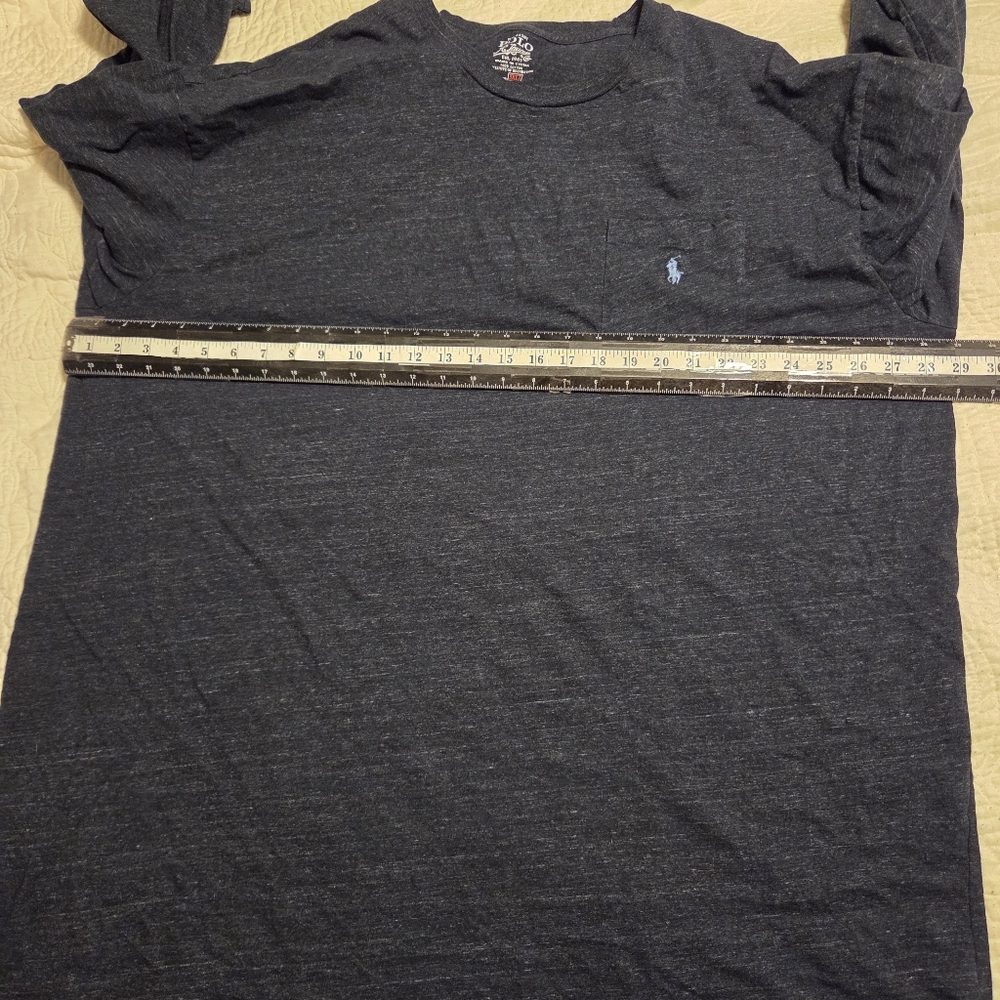 Polo Ralph Lauren Men’s Long Sleeve T-shirt 3XLT Heather Gray Pocketed - Picture 8 of 11